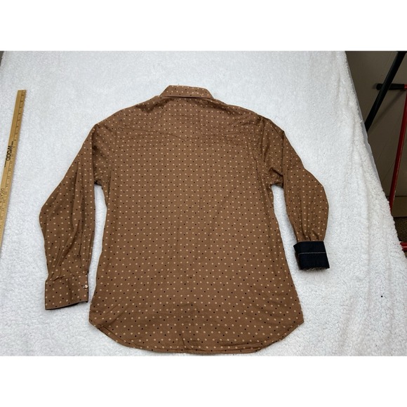 Western Shirt Mens LARGE Geometric Flip Cuff Pearl Snaps Cowboy Rodeo Lamasini - Picture 9 of 16